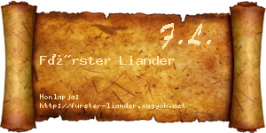 Fürster Liander névjegykártya